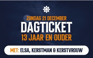 Day ticket for age 13+, December 21st, featuring Elsa, Santa and Mrs. Claus.