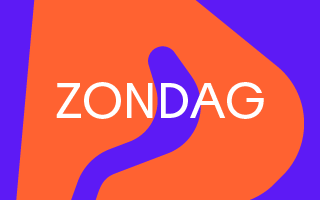 The word "Zondag" on abstract orange and purple background