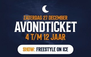 Event ad with evening ticket for freestyle ice show on Dec 27 for ages 4 to 12.