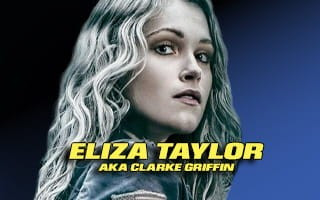 Blurry face with long hair, text: Eliza Taylor aka Clarke Griffin.