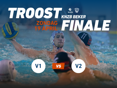 Water polo match poster with blurred player, KNZB Cup Final.