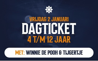 Day ticket for ages 4 to 12, featuring Winnie the Pooh and Tigger, January 2.