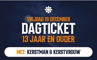 Event ticket for December 19, ages 13+, featuring Santa and Mrs. Claus.