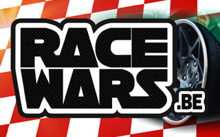 Race Wars logo with checkered background and car wheel.