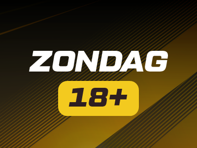 Text on dark background: Zondag 18+