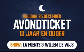 Event poster for La Fuente and Willem de Wijs, December 26, age 13+.