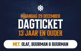 Day ticket for December 29, 13 years and older, featuring Olaf, Buurman, and Buurman.