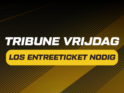Tribune Vrijdag Los Entreeticket Nodig text on striped background.