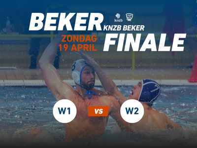 Two water polo players during KNZB Beker Finale on April 19.
