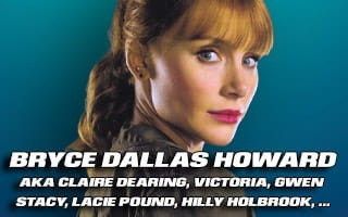 Text on a blue background listing names like Claire Dearing and Gwen Stacy.