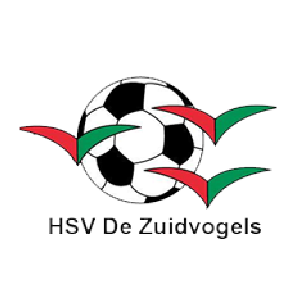 HSV De Zuidvogels logo with soccer ball and stylized birds.