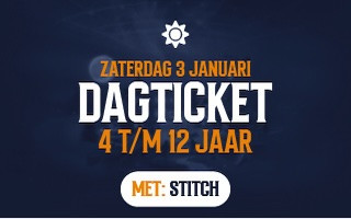 Day ticket for ages 4 to 12 on January 3 with Stitch.
