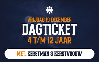 Day ticket event for ages 4-12, December 19, with Santa and Mrs. Claus.